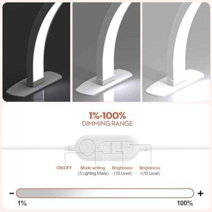 Premium Large Half Moon LED Light for Nail Tech, Foldable Arch Light for Nail Desk Lamp with Phone Stand Perfect for Manicure Handicraft Lighting (Crystal White, Large)