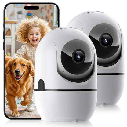 Indoor Security Camera, 5G&2.4G WiFi Security Cameras Indoor for Home Security, Pan/Tilt Baby Monitor/Dog/Pet Camera with Phone App Motion Sensor & Night Vision. TF/CloudStorage (2Pack)