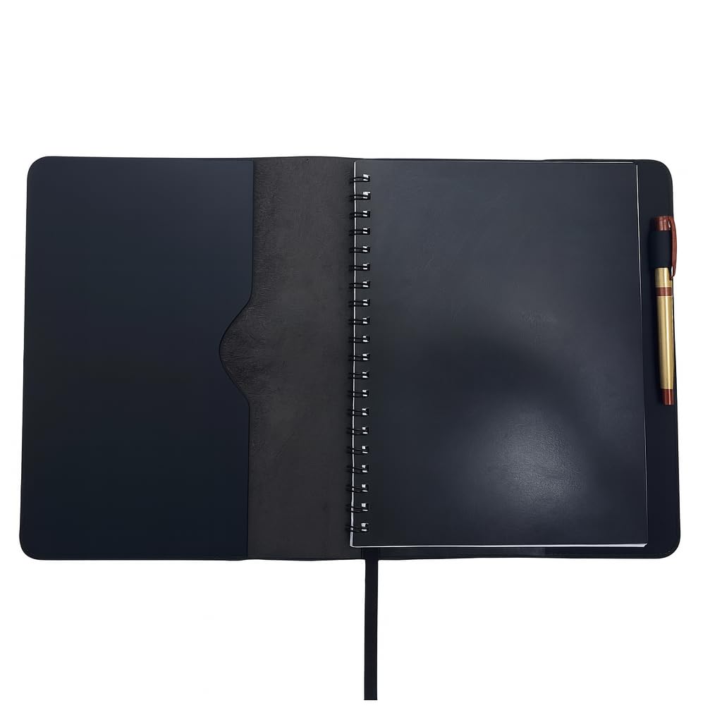 CestAntiQ Black Leather Journal Cover XXL – Refillable Notebook Cover 8.5 x 11 Inches , Handmade Executive Writing Padfolio, Compatible with Moleskine XXL Leuchtturm1917 XXL Mead Five Star