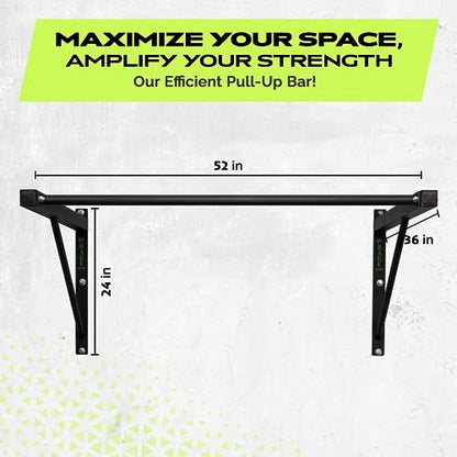 Rage Fitness Heavy-Duty Wall Mounted Pull Up Bar - 500 lbs Weight Capacity | Maintain Upper Body Strength & Core Stability | Space Efficient Steel Chin Up Black Bar for Home & Gym Versatile Workouts