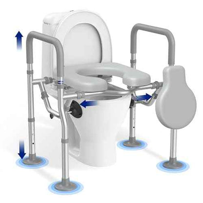 T1 Toilet Seat Riser for Seniors, Raised Toilet Seat with Handles with Adjustable Height Width, 400lb Elevated Commode Chair with Side Clamps, Handicap Toilet Seat for Elderly