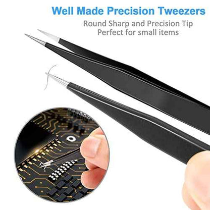 YHYZ 7pcs Precision Tweezers Set, Premium Anti-Static Stainless Steel ESD Tweezers Set Kit for Electronics, Sodlering£¬Jewelry, Craft, Laboratory Work, DIY(7PCS, Version)