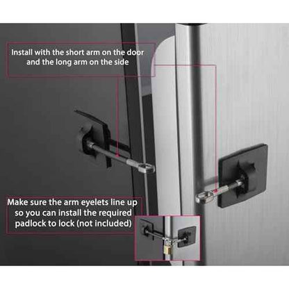 Refrigerator Door Lock with Padlock, Black