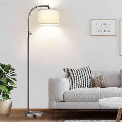 Nintiue Dimmable Floor Lamp, 1200 Lumens LED Edison Bulb Included, Arc Floor Lamps for Living Room Modern Standing Lamp with Linen Shade, ?F1599