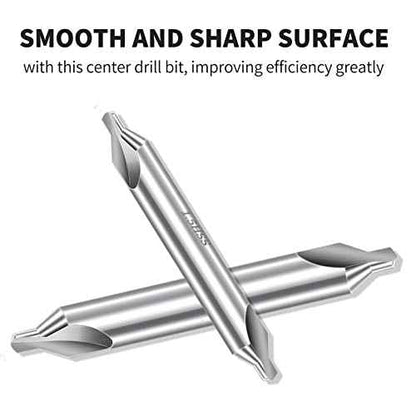 Aleric Center Drill Bits Set - High Speed Steel Center Drill Bit Countersink Tools for Lathe Metalworking, 7 pcs 60-Degree Angle Centering Drill in Size 1.0 1.5 2.0 2.5 3.0 4.0 5.0