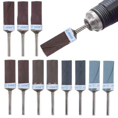 12pcs 400-2000 Grit Sanding Drums for Dremel Rotary Tool, Rotary Tool Bits Sander Set Bands Mandrels for Wood Plastic Metal Grinding Polishing
