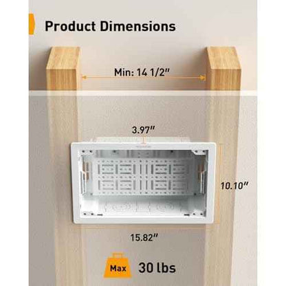 Perlegear 9¡È in-Wall Media Box, Electrical Box, Recessed Outlet Box and Media Enclosure for One Connect Box & Network Switches, Cable Management Kit with Cutting Template, Dust Bag & Drywall Saw