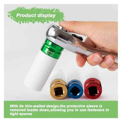 1/2" Drive 22 mm Lug Nut Impact Socket, CR-MO Thin Wall Deep Lug Nut Socket, Non-Marring Wheel Rim Protector Sleeve, Auto Tire Repair Maintenance Accessories (22MM)