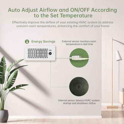 Register Booster Fan Fits 4¡± x 10¡± Register Holes, Smart Control Heating Cooling AC Vent Fan, 10-Speed Quiet Register Vent Booster Fans with Thermostat Control & Remote Control