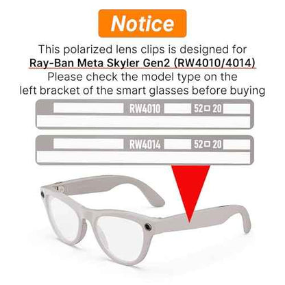 4Pcs Polarized Clip-on for Ray-Ban Meta Skyler & Gen 2 (RW4010/RW4014 52-20), Grey Frame Discoloration Clips for RayBan Skyler Protect Your Eyes, Cool and Fashion (Silver, Grey, Brown, Green)