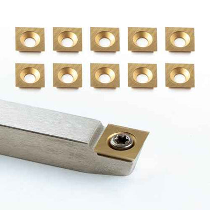TASP Titanium Coated Carbide Cutter Inserts for Wood Turning Tools,11x11mm,Pack of 10,Square