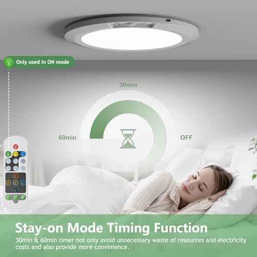 Battery Operated Motion Sensor Ceiling Light with Remote, USB Rechargeable Magnetic Closet Light 5 Color Temperatures Dimmable Timing Motion Activated Stairs Light for Pantry Porch- 2 Pack