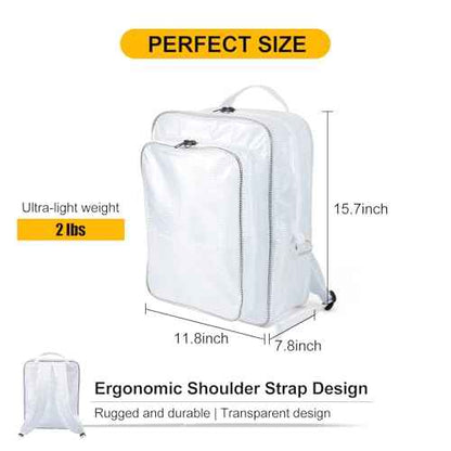 15.7 Inch Tool Backpack-Transparent & Anti-static Cleanroom Engineer Tool Bag for Work and Travel