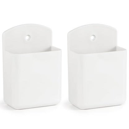 SIBRANT 2 Pcs Remote Control Holder Wall Mount, TV Controller Holder, Self Adhesive Remote Holder, Wall Pen Holder Storage Accessories for Home Office School (White)