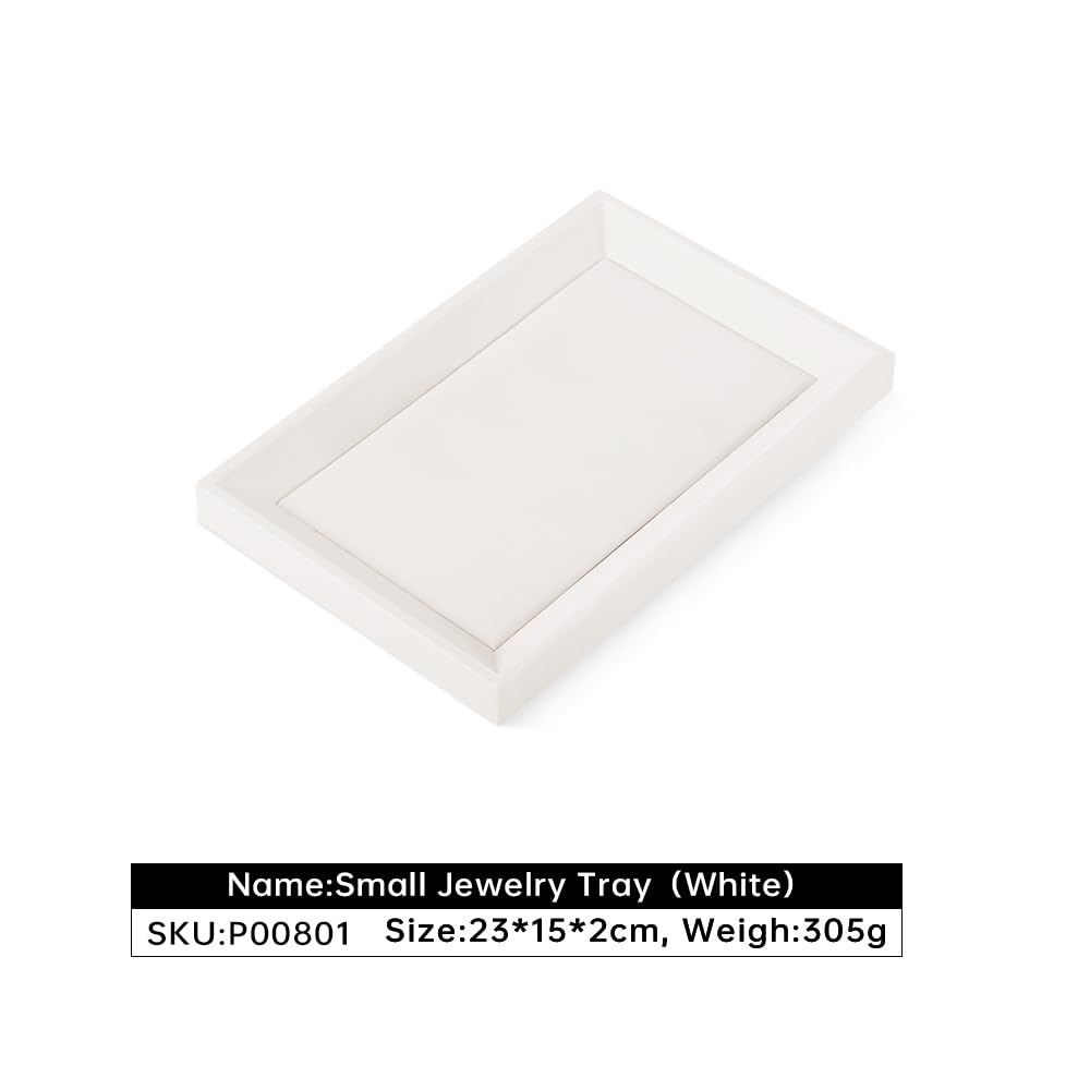 Yinbeini Jewelry Trays, Leather Tray, Luxury White Jewelry Organizer Tray For Necklace,Earring,Ring,Flat Jewelry Organizer For Dresser