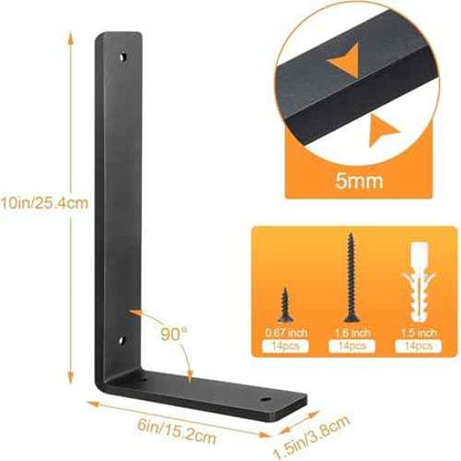 Heavy Duty Shelf Brackets 10 Inch, 8 Pack Floating Shelf Brackets, L Wall Shelf Bracket for DIY Decorative with Mounting Hardware