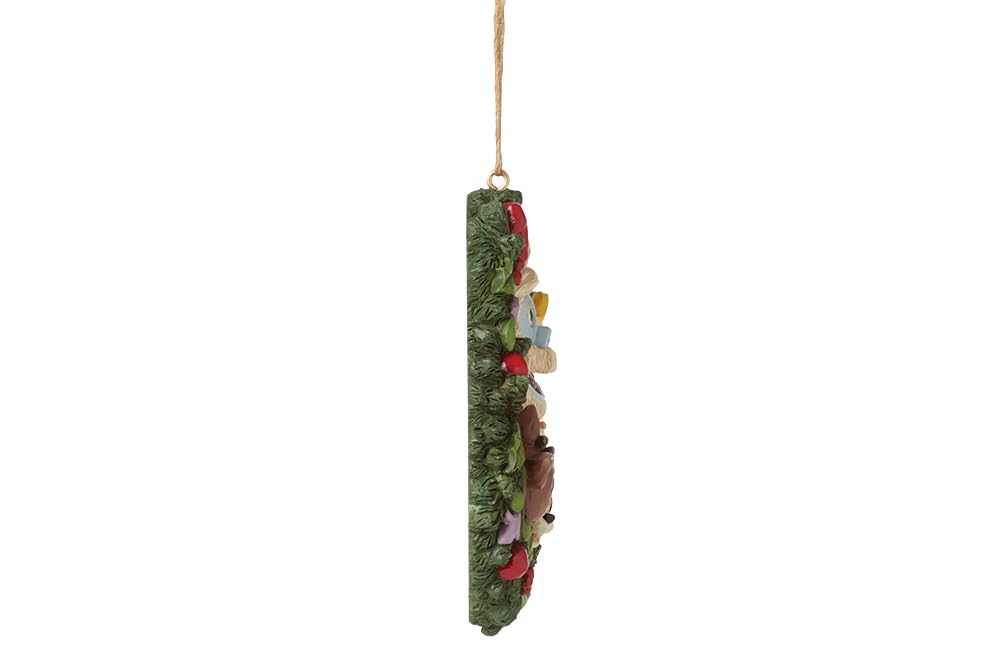 Enesco Rudolph Traditions by Jim Shore Characters in Wreath Hanging Ornament, 3.74 Inch, Multicolor