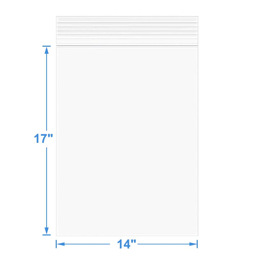 LISM 14" x 17" Large Gallon Thick 4 Mil Clear Zip Storage Bags, Heavy-Duty Plastic Reclosable Zip Seal Poly Lock Bags, 20 Pack