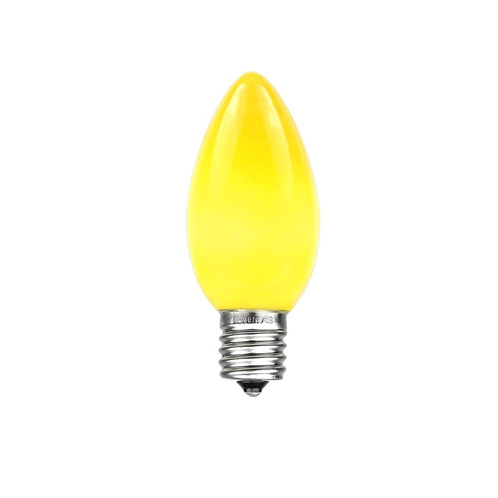 Novelty Lights, Inc. C7-5C-YE Ceramic Outdoor Patio Party Christmas Replacement Bulbs, Yellow, 25 Pack
