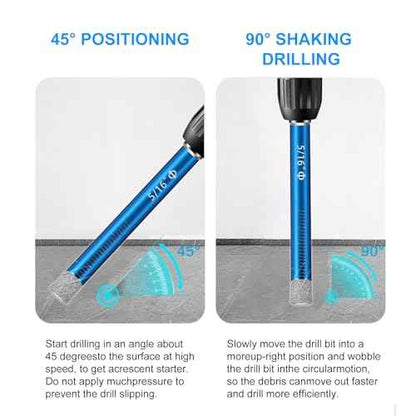 Diamond Drill Bits Set 8PC and 2PC 4-Edge Cross Drill for Versatile Ceramic Drill bit Granite, Hard Tiles Marble, Masonry, Concrete, Glass, Dry Precise Drilling