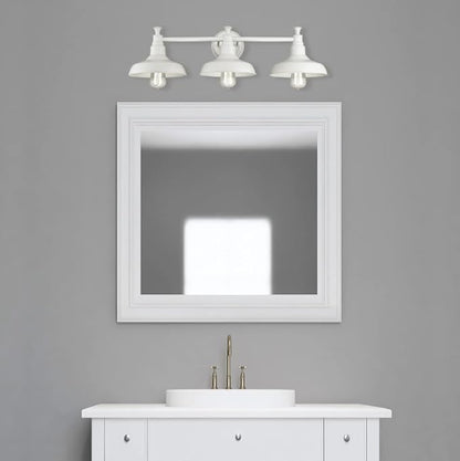 Design House 579656 Kimball Industrial Farmhouse 3-Light Indoor Bathroom Vanity Light with Metal Shades for Over the Mirror, Antique White