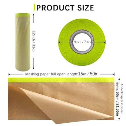 Masking Paper, 20" X 50feet, Tape and Drape for Automotive Painting Covering, Paint Spray Shield for House Painting