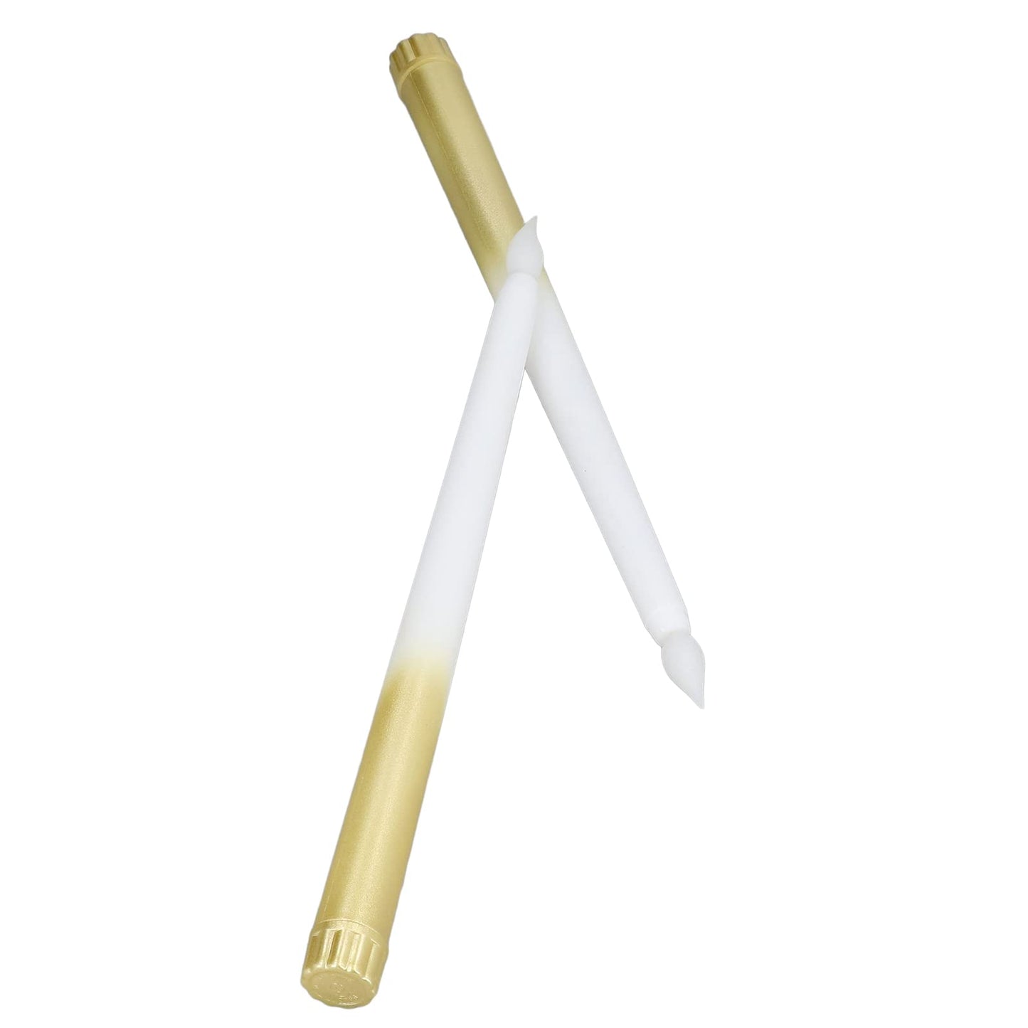 Flameless Taper Candles, 2 Pcs Battery Operated Realistic LED Taper Candles with Flickering Warm Yellow Flame Dripless Electric Decorative Led Candles for Home, Christmas, Wedding(half spray gold)