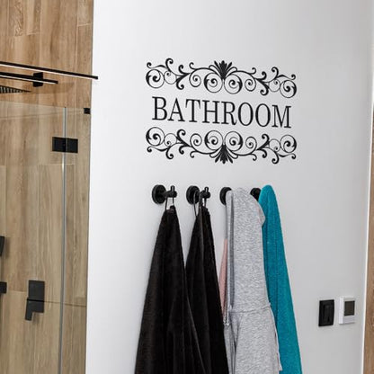 2 Packs Black Vine Bathroom Wall Decals Sticker Bathroom Wall Stickers for Bathrooms Decor Vinyl Wall Decor 10.6x7 Inch
