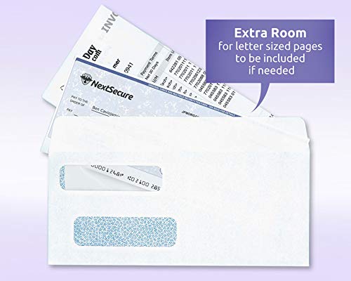 NextDayLabels #9 Double Window Check Envelopes - 500 Pack Ready-Seal Security Tinted Envelopes for QuickBooks, Sage 100, Blackbaud Checks - Self-Sealing Laser-Compatible - Made in USA