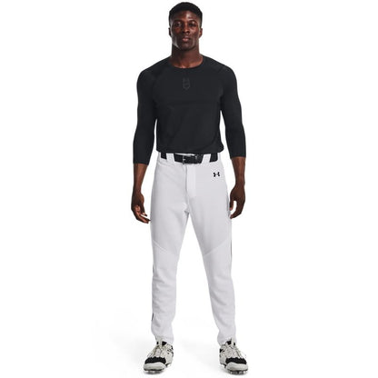 Under Armour Men's Utility Baseball Straight Leg Pant Pipe 22, (100) White/Black/Black, Large
