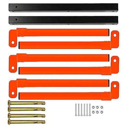 3-Level Lumber Storage Heavy Duty Metal Wall Mount, Wood Tool Box Organizer Rack, Workshop Indoor & Outdoor (4 Pack)