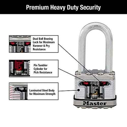 Master Lock M5XTRILH Magnum Heavy Duty Outdoor Padlock with Key, 3 Pack Keyed-Alike Silver