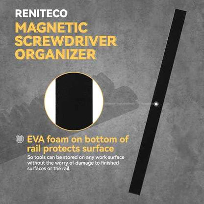 Magnetic Screwdriver Organizer, Aluminum Alloy Rail Tool Holder, Fits Up to 16 Screwdrivers (Black)