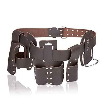 LAUTUS Scaffolding Belt | 6-Piece Leather Scaffold Belt, 2" Wide | Fits Waist Sizes from 32¡± ? 46¡± | Includes 5 Scaffold Tool Holders to Securely Hold Your Level, Tape, Spanners, Hammer
