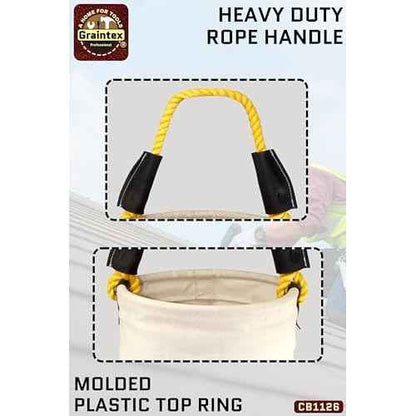 Graintex CB1126 Utility Canvas Bucket Plastic Bottom 12¡± x 16¡± Heavy Duty Canvas