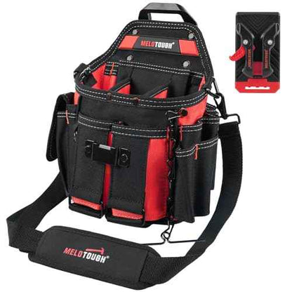 MELOTOUGH Professional Electrician Tool Pouch Bag with Shoulder Strap Tool Pouch with Belt Clip Quickly Attach and Release Tool Bag