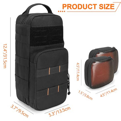 Heavy Duty Small Tool Bag Storage with 2 Zipper Pouches, Multi-functional Tactical Molle Tool Organizer Case with Locking Carabiner for Camping, Road Trip, Electricians, EDC, Multimeter Case