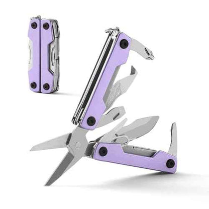 Multitool with Pocket Knife,Gifts for Men and Women, 11-in-1 Mini EDC Multitool with Screwdriver, Scissors, SIM Extractor and Bottle Opener, Perfect for Outdoor, Hiking, Simple Repair (Purple)