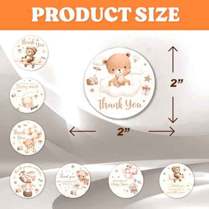 Cute Teddy Bear Baby Shower Thank You Stickers for Parents to Be and Gift Packaging Vinyl Adhesive Labels with Sweet Quotes Gender Neutral Decorations 90Pcs Water Bottles