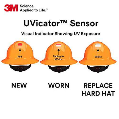 3M Hard Hat SecureFit H-807SFV-UV, Hi-Vis Orange, Vented Full Brim Style Safety Helmet with U