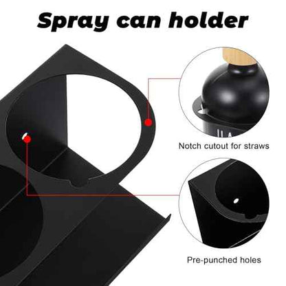 2 Pack Five Cans Wall-Mounted Steel Aerosol Spray Can Holder Rack Organizer for Garage and Workspace