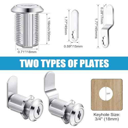 Kenning 24 Sets Cabinet Locks with Keys for Secure Drawer Mailbox RV Storage Box Replacement Lock, Zinc Alloy(1-1/8'' Cylinder Length, 0.9'' Max Panel Thickness)