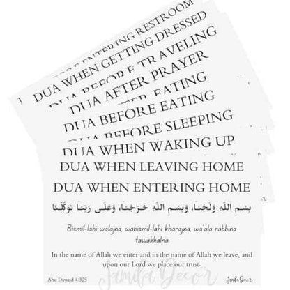 Transparent Islamic Dua Stickers - Set of 10 Removable Muslim Dua Stickers - 8x4in - Islamic Wall Art - Arabic and English - Ramadan Decorations