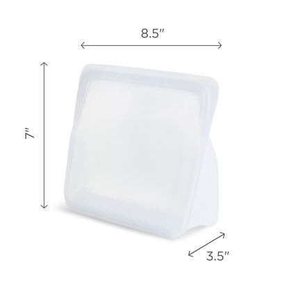Stasher Premium Silicone Reusable Food Storage Stand-Up Mid Bag, Clear, Microwave, Sous Vide, Dishwasher, Oven and Freezer Safe, BPA Free, Leak-free, Eco-friendly, 56 Oz