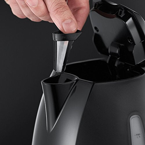 Russell Hobbs Textures+ Kettle [1.7 L, 2400 W, Blue LED Lighting] (Quick Boil Function, Removable Limescale Filter, Illuminated Water Level Indicator, Automatic Lid Opening) Tea Maker 22591-70