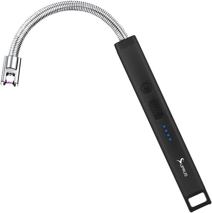 Rechargeable Electric Arc Candle Lighter - Triple Safety Design, Stainless Steel Shell | Black