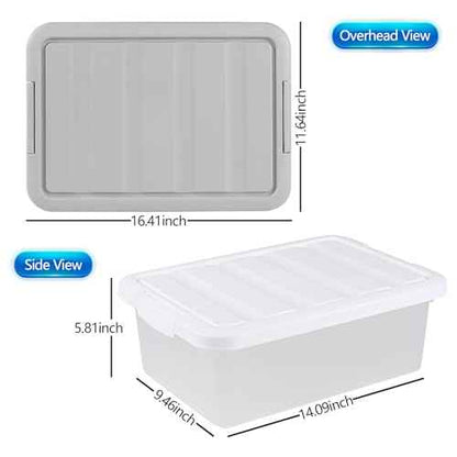 Cand 2 Pack Plastic Storage Bins with Lids, Latching Totes for Storage, 14 Qt Plastic Latching Box