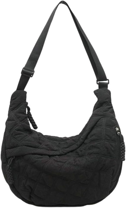 Nylon Crescent Crossbody Bag for Women Shoulder Tote Handbag Casual Sling Bag Dumpling Purse Bag for Outdoor Travel