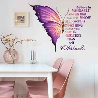Large Inspirational Butterfly Wall Decals Stickers, Motivational Saying Positive Peel and Stick Wall Art Decals for Women Girls Bedroom Living Room Office (Colorful)