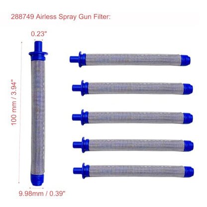 1 Pcs 288716 Inlet Suction Strainer and 6 Pcs 288749 Airless Spray Gun Filters 60 Mesh for Airless Sprayer